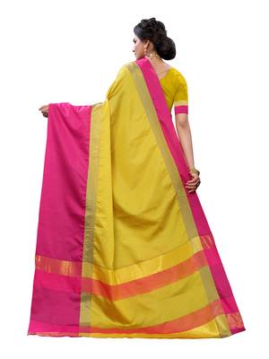 Mustard woven poly silk saree with blouse 3