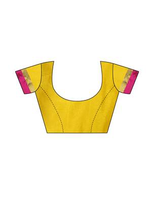 Mustard woven poly silk saree with blouse 5