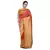 Red woven banarasi cotton saree with blouse