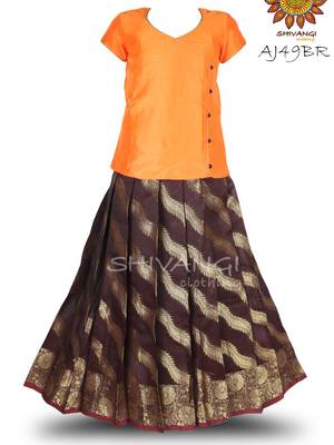 Shivangi Floral stripes Pavadai Set !!! – AJ49BR 1