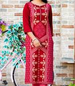 Maroon floral print rayon salwar