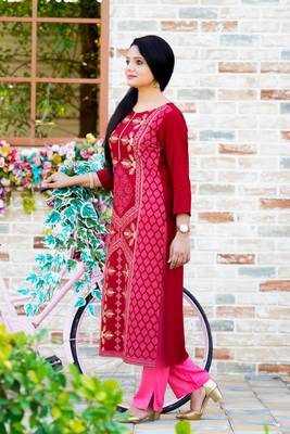 Maroon floral print rayon salwar 3
