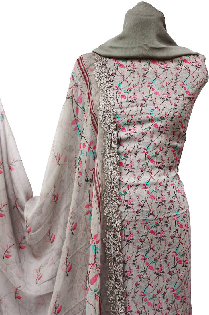 Misty Grey Georgette Unstitched Suit