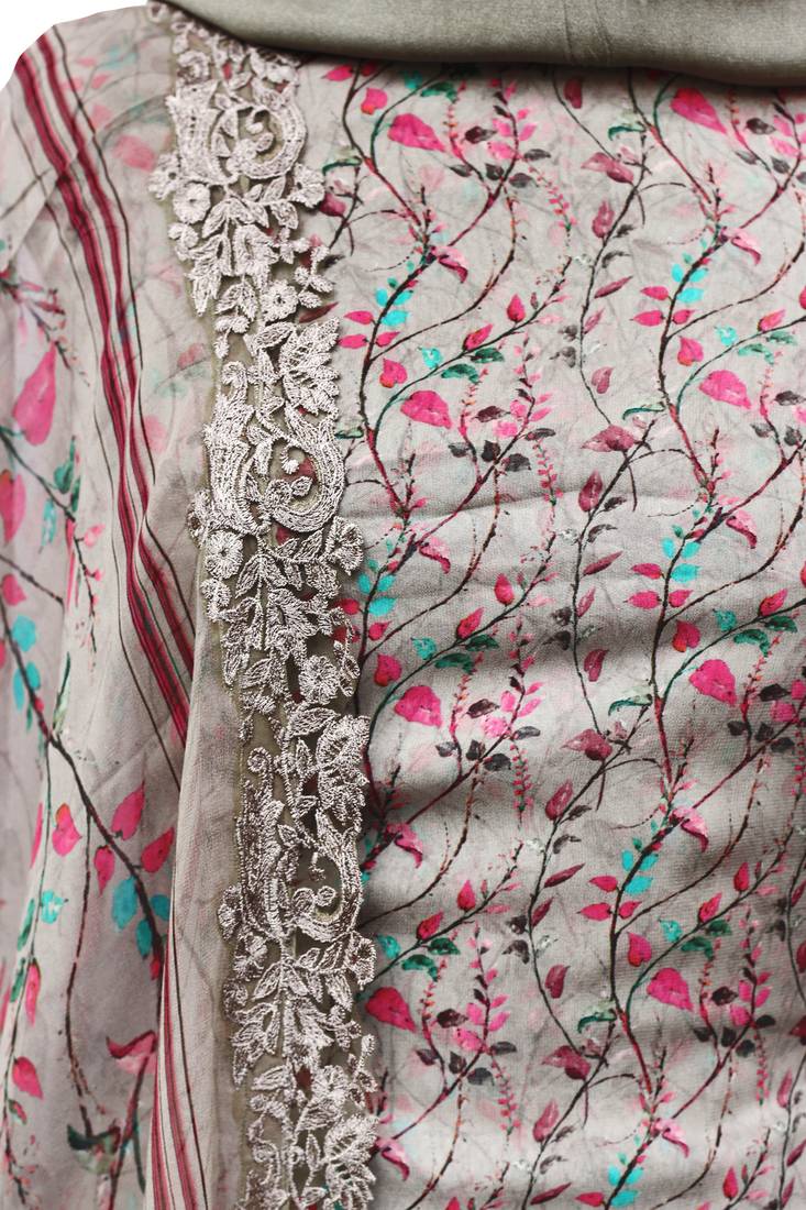 Misty Grey Georgette Unstitched Suit