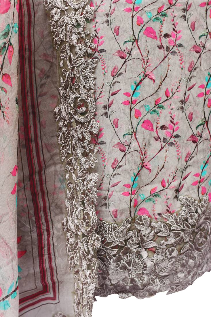 Misty Grey Georgette Unstitched Suit