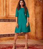 Green plain cotton party-tops