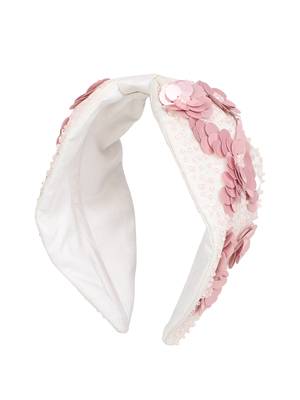 Anekaant White/Pink Art Silk Floral Sequinned  Hairband 2