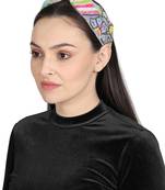Anekaant Grey/Multi Velvet Floral Beaded Hairband