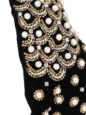 Anekaant Black/Gold Velvet Pearl & Gold Beaded Hairband 5