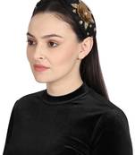 Anekaant Black/Gold Art Silk Floral Sequinned  Hairband