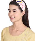 Anekaant Pink/Multi Velvet Floral Beaded  Hairband