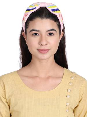 Anekaant Pink/Multi Velvet Floral Beaded  Hairband 4
