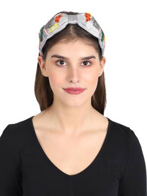 Anekaant Grey/Multi Faux Silk Floral Sequin/Beaded Hairband 4