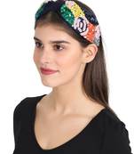 Anekaant Navy/Multi Faux Silk Sequin/Beaded Hairband