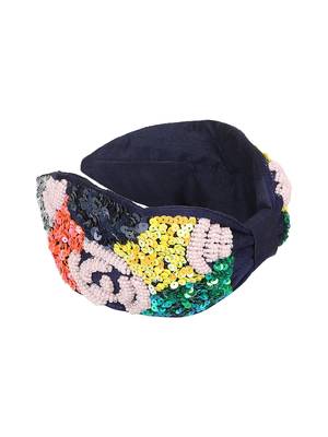 Anekaant Navy/Multi Faux Silk Sequin/Beaded Hairband 5