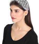 Anekaant Black/White Velvet Pearl Beaded Hairband