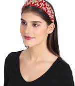 Anekaant Red/Gold Velvet  Floral Embellished Hairband