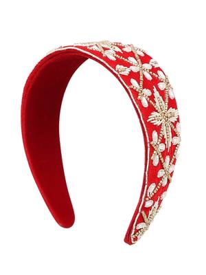 Anekaant Red/Gold Velvet  Floral Embellished Hairband 2