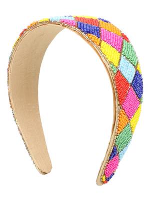 Anekaant Multi Faux Silk  Beaded Hairband 2