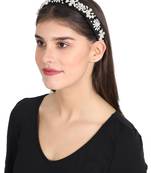 Anekaant Black/White Velvet Floral Beaded Hairband