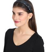 Black/Blue Faux Silk Sequinned Hairband