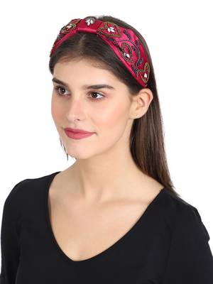 Majenta/Multi Faux Silk Floral Embellished Hairband 1