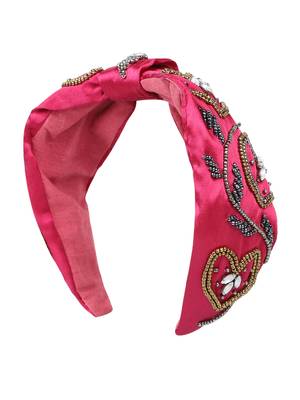 Majenta/Multi Faux Silk Floral Embellished Hairband 2