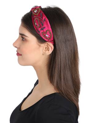 Majenta/Multi Faux Silk Floral Embellished Hairband 3