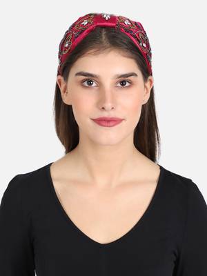 Majenta/Multi Faux Silk Floral Embellished Hairband 4