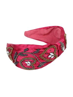 Majenta/Multi Faux Silk Floral Embellished Hairband 5