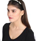 Black/White Velevt Pearl Beaded Hairband