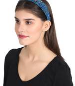 Turquoise/Gold Faux Silk Beaded Hairband