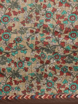 Shaily Women's Beige & Multi Silk Blend Printed Saree 4
