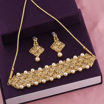 SILVER SHINE Gold Plated Delicated Choker Set For Women and Girls 2