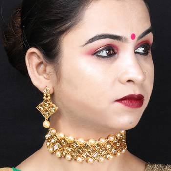 SILVER SHINE Gold Plated Delicated Choker Set For Women and Girls 4
