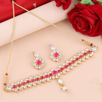 SILVER SHINE Exclusive RED color Choker Set For Girls And Women 2