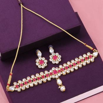 SILVER SHINE Exclusive RED color Choker Set For Girls And Women 3