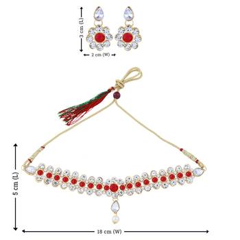 SILVER SHINE Exclusive RED color Choker Set For Girls And Women 5