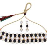 SILVER SHINE Stylish Delicate Party Wear Black Choker Set For Women Girl