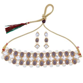 SILVER SHINE Gold Plated Exclusive MultiColor Choker Set For Girls And Women 1