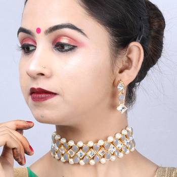 SILVER SHINE Gold Plated Exclusive MultiColor Choker Set For Girls And Women 4