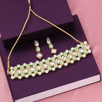 SILVER SHINE Gold Plated Exclusive Multi Stone Choker Set For Girls And Women 3