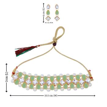 SILVER SHINE Gold Plated Exclusive Multi Stone Choker Set For Girls And Women 5
