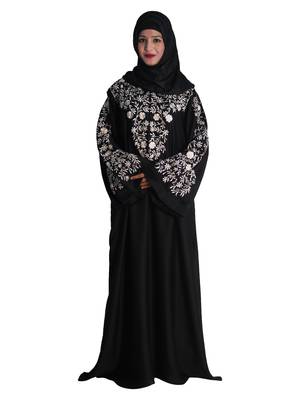 Black embroidered nida abaya 1