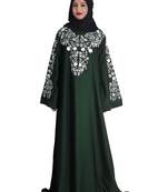 Green embroidered nida abaya