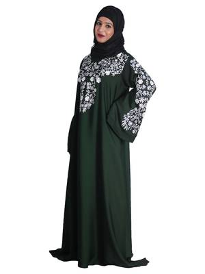 Green embroidered nida abaya 2