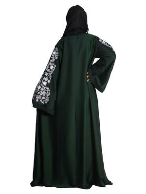 Green embroidered nida abaya 3