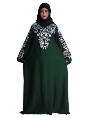 Green embroidered nida abaya 4