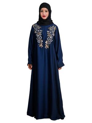 Blue embroidered nida abaya 1
