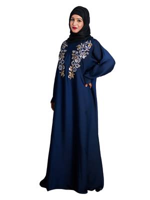 Blue embroidered nida abaya 2